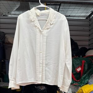 -Trimmed White Button Down Shirt